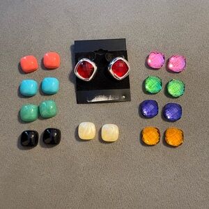 Joan Rivers Clip On Earrings With 10 Pair Interchangable Faux Stones Silver